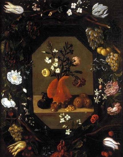 Juan de  Espinosa Still-Life with Flowers with a Garland of Fruit china oil painting image